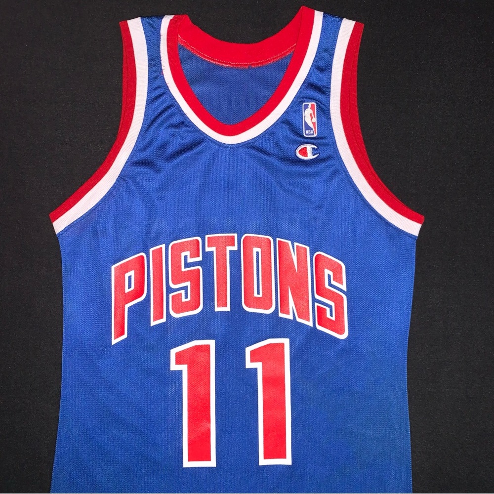 Vintage Champion Isiah Thomas Detroit Pistons #11 Blue 90s Road Jersey 40 Mens M